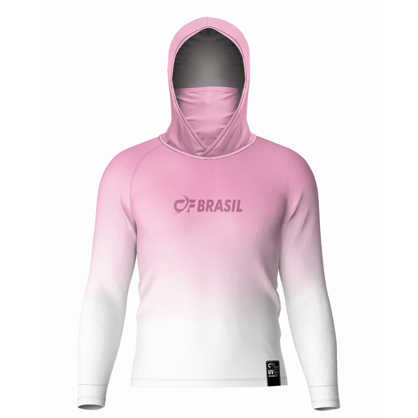 CAMISA DE PESCA LINHA EVOLUTION COM CAPUZ E BUFFER DEGRADE ROSA TAMANHO TRADICIONAL