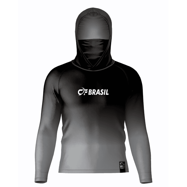 CAMISA DE PESCA LINHA EVOLUTION COM CAPUZ E BUFFER DEGRADE CINZA UNISSEX TAMANHO TRADICIONAL