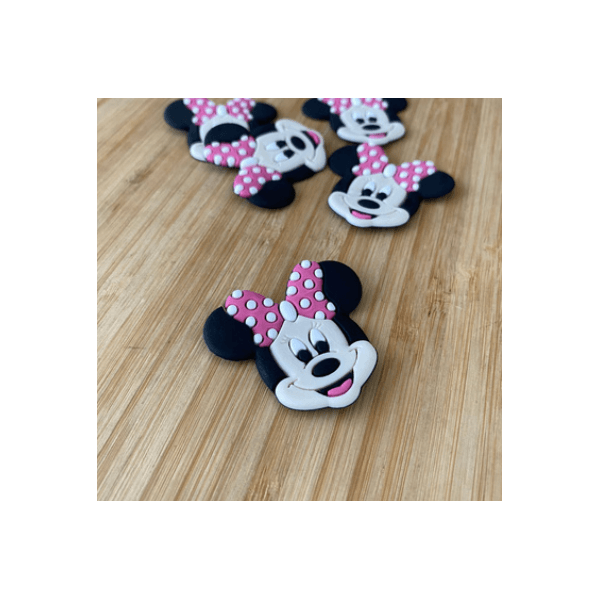 Aplique Emborrachado Minnie Cabeça Rosa 4cm - 10 Unidades