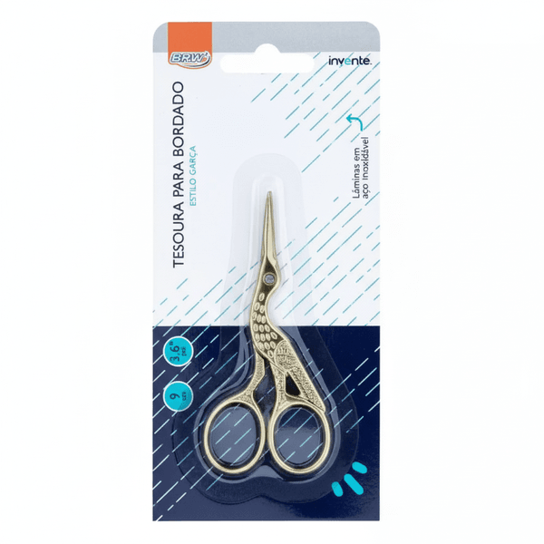Tesoura para Bordado 9cm Dourada BRW – Estilo Garça