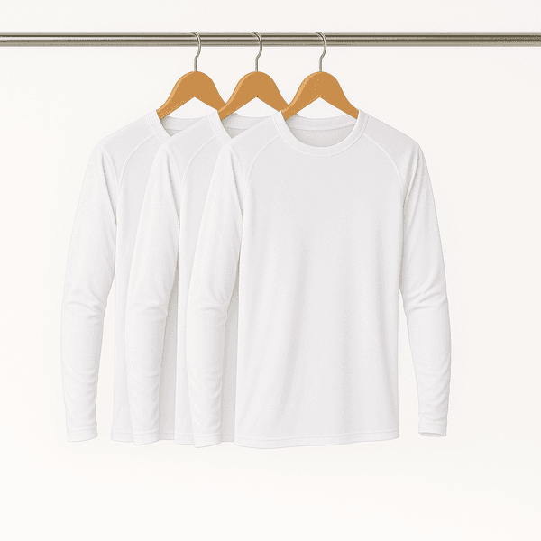 Kit 3 Camisetas Manga Longa Básica Masculina Branca