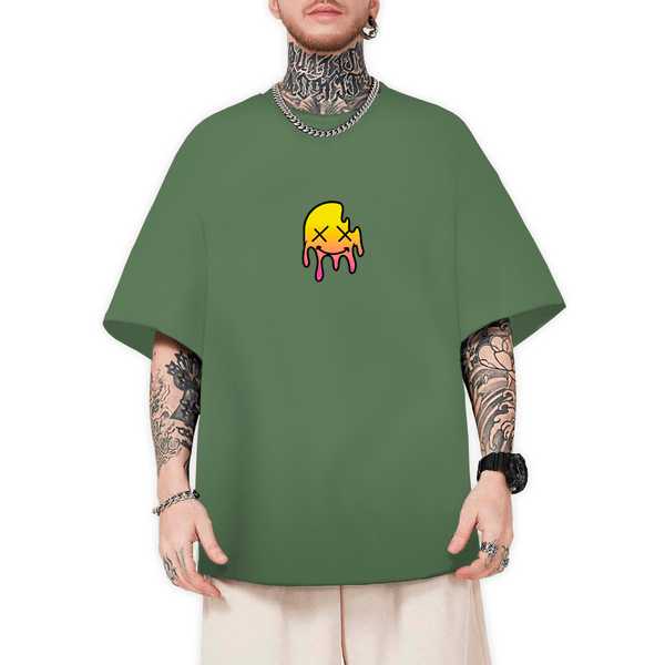 Camiseta Oversized Masculina Smile Verde Militar