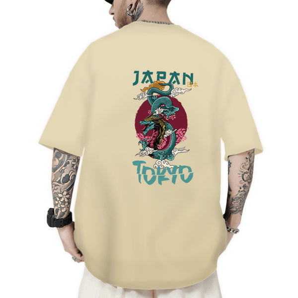 Camiseta Oversized Masculina Dragao Verde Japao Nude