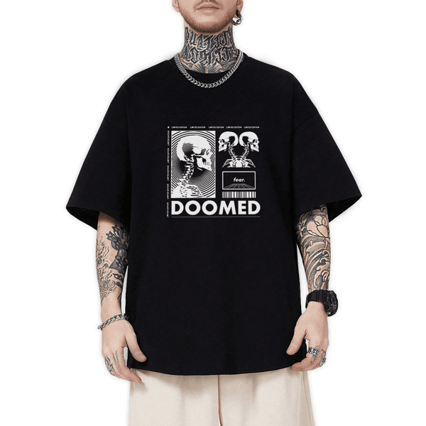 Camiseta Oversized Masculina Doomed Preto