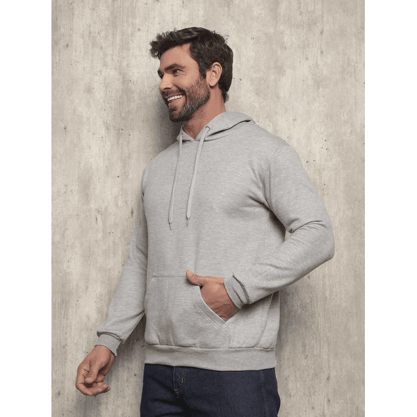 Moletom Masculino Canguru Blusa De Frio Com Capuz Flanelado Cinza