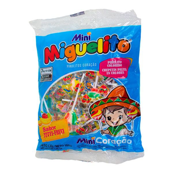 PIRULITO CORACAO PEQUENO FRUTAS C/50 350G MIGUELITO - 713238 - CHOKDOCE