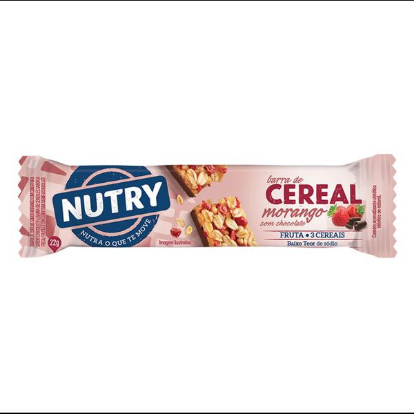 BARRA CEREAL MORANGO C/CHOCOLATE 22G NUTRY - 293273 - CHOKDOCE