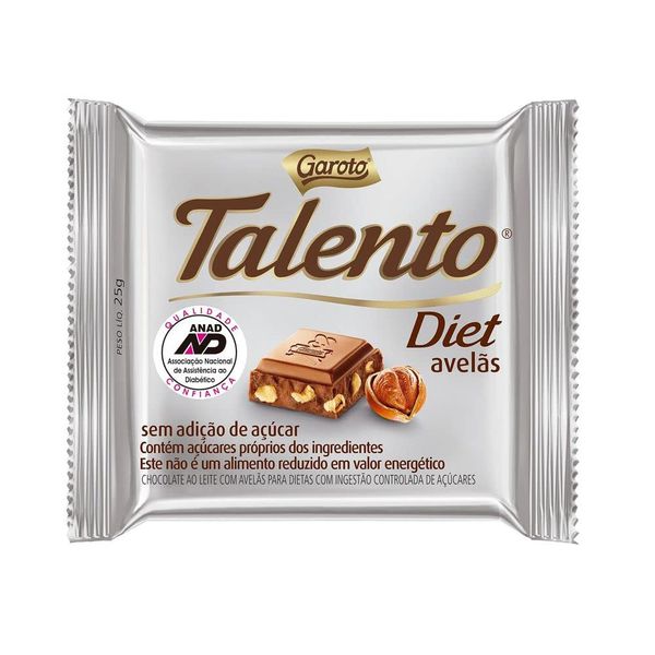 CHOC MINI TALENTO AVELA DIET 25G GAROTO - 194167 - CHOKDOCE