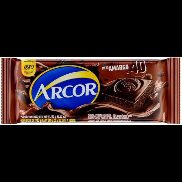 CHOC TABLETE MEIO AMARGO 40% 80G ARCOR - 344463 - CHOKDOCE