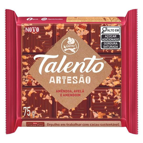 CHOC TALENTO AMENDOA AMENDOIM 75G GAROTO - 718974 - CHOKDOCE