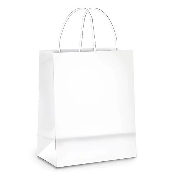 SACOLA PAPEL 21.5X15X8.5CM BRANCO CROMUS - 288033 - CHOKDOCE