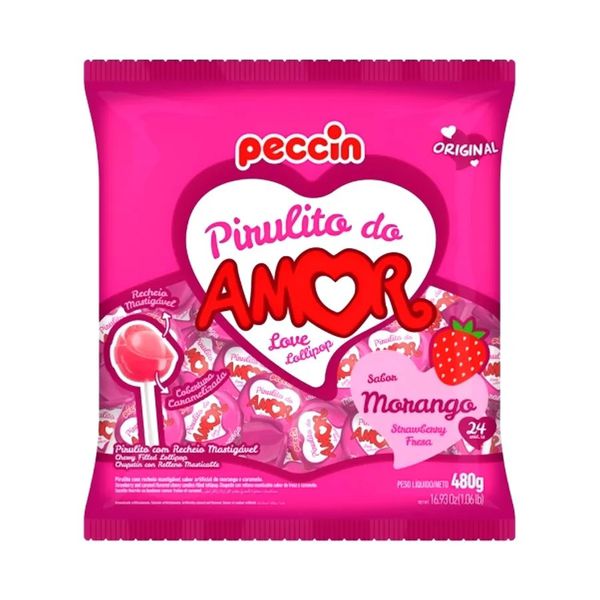 PIRULITO MORANGO DO AMOR 480G PECCIN - 67874 - CHOKDOCE