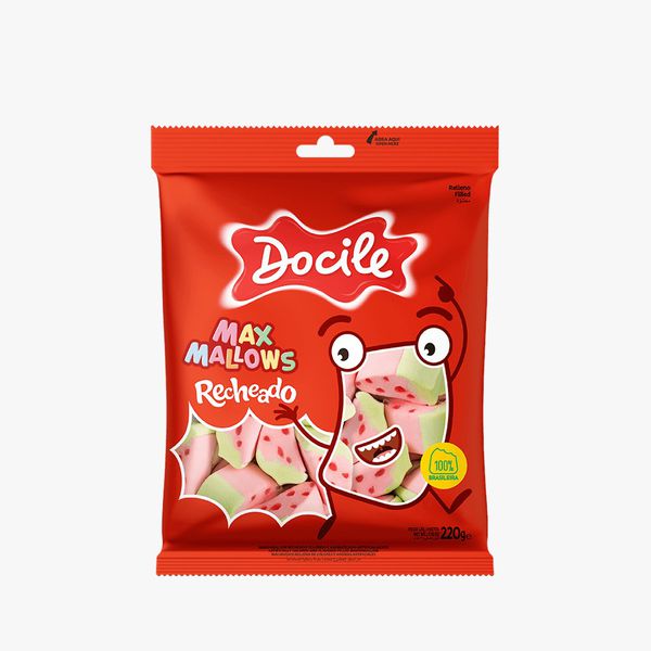 MAXMALLOWS RECHEIO MORANGO 220G DOCILE - 378420 - CHOKDOCE