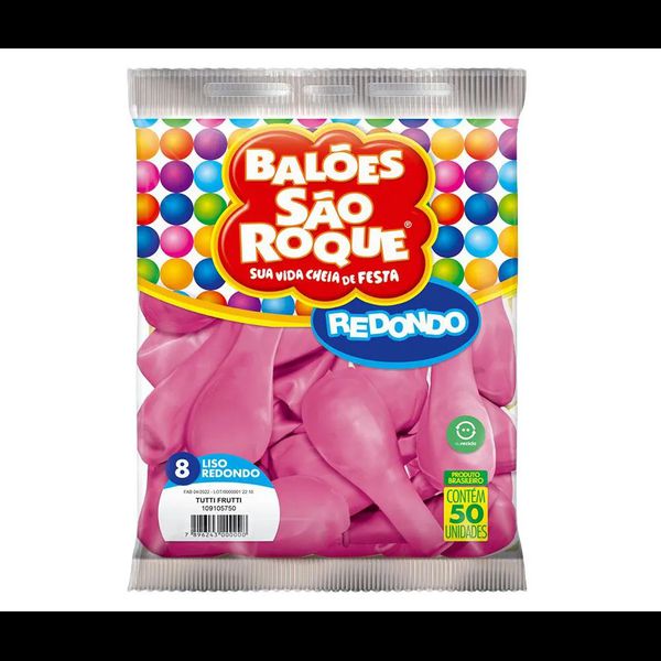 BALOES REDONDO LISO TAM 8 ROSA FORTE C/50 PIC PIC - 357159 - CHOKDOCE