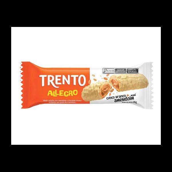WAFER TRENTO ALLEGRO CHOC C/AMENDOIM BRANCO 26G PECCIN - 450768 - CHOKDOCE