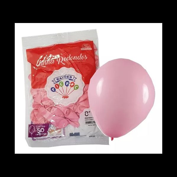 BALOES REDONDO LISO TAM 8 ROSA BABY C/50 PIC PIC - 357128 - CHOKDOCE