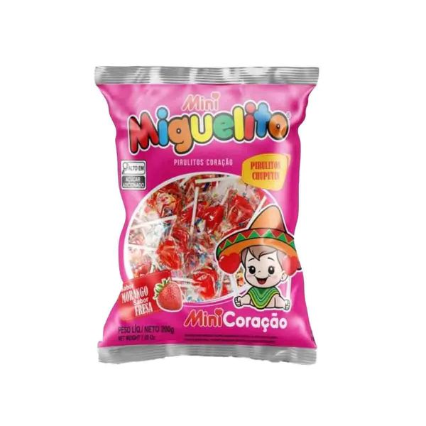 PIRULITO CORACAO BABY MORANGO C/50 200G MIGUELITO