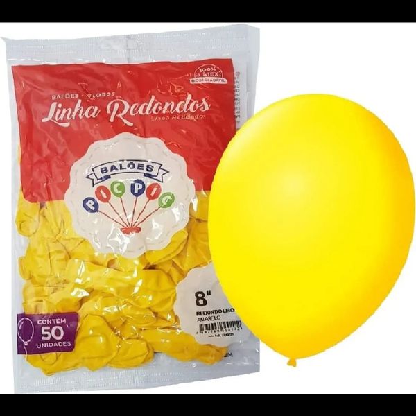 BALOES REDONDO LISO TAM 8 AMARELO C/50 PIC PIC - 357050 - CHOKDOCE