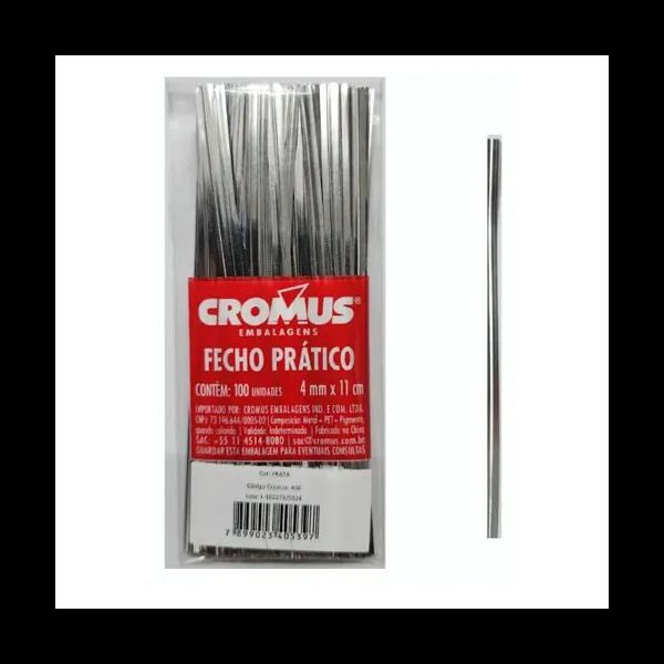 FECHO PRATICO CROMUS 4MMX11CM C/100 PRATA - 193351 - CHOKDOCE