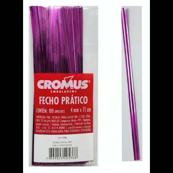 FECHO PRATICO CROMUS 4MMX11CM C/100 PINK - 193290 - CHOKDOCE