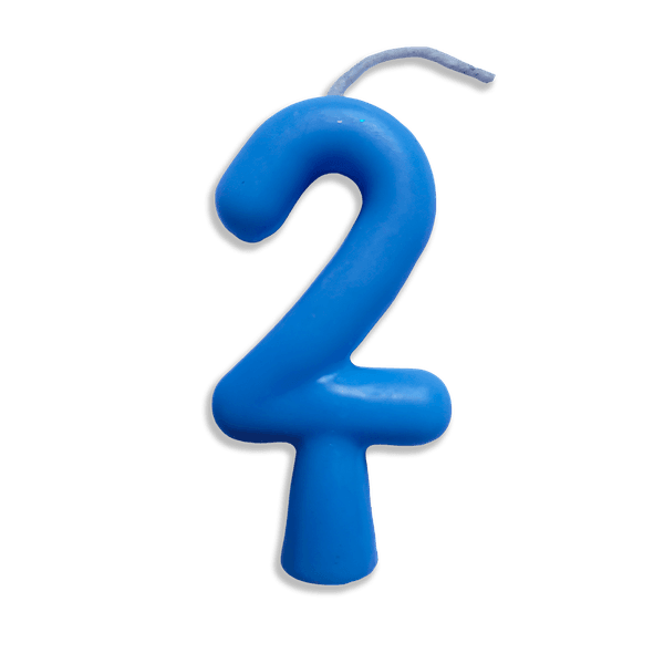 VELA ANIVERSARIO TUBULAR CANDY AZUL N.2 JUNCO - 708906 - CHOKDOCE