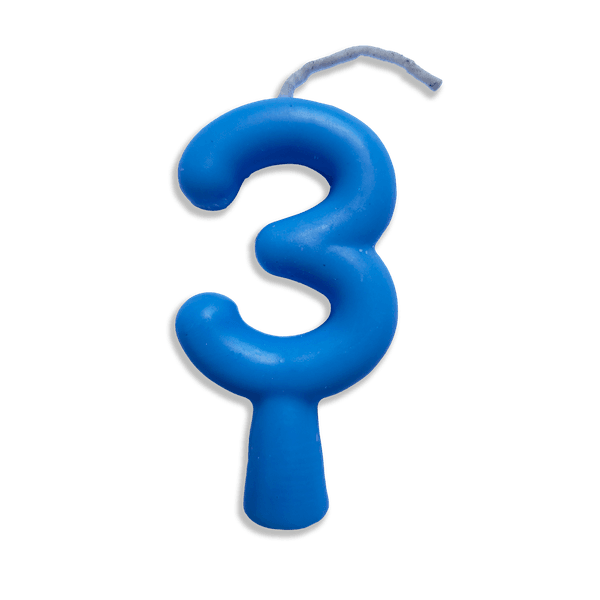 VELA ANIVERSARIO TUBULAR CANDY AZUL N.3 JUNCO - 708913 - CHOKDOCE