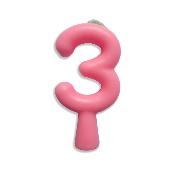 VELA ANIVERSARIO TUBULAR CANDY ROSA N.3 JUNCO - 709026 - CHOKDOCE