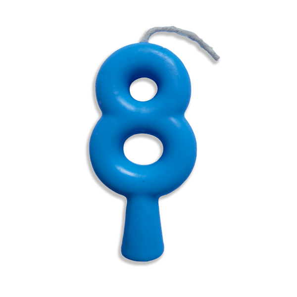 VELA ANIVERSARIO TUBULAR CANDY AZUL N.8 JUNCO - 708968 - CHOKDOCE