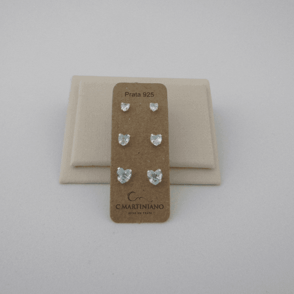 Trio Zircônia Coração Acqua Marine Garras 3,4,5mm 