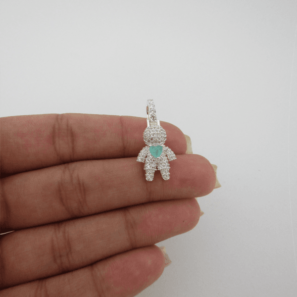 Pingente Menino Cravejado Zircônia Coração Turmalina Paraíba Argola Cravejada De Click