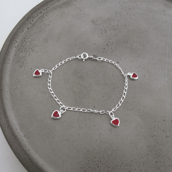 Pulseira Infantil Zircônia Coração Rubi 