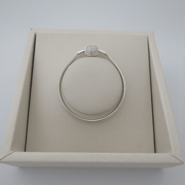 Pulseira para berloques 17 cm Fecho CoraÇÃo Cravejado