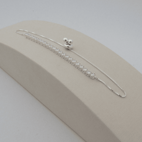 Pulseira Gravatinha Veneziana Zircônias Redonda
