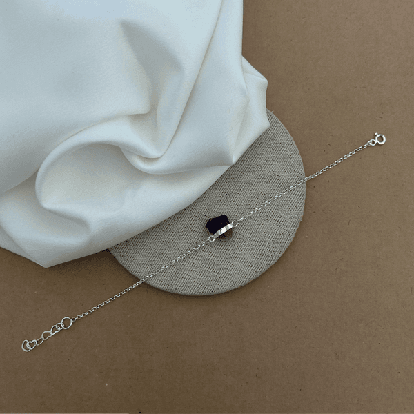 PULSEIRA PEDRA NATURAL BRUTA AMETISTA CORRENTE ELOS COM EXTENSOR