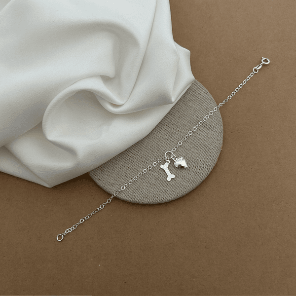 PULSEIRA CORAÇÃO CHEIO OSSO PENDURADOS ELOS OVAIS 19CM