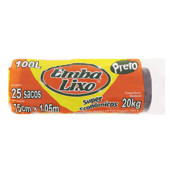 Saco De Lixo Super Econômico 100l Embalixo 25 Sacos
