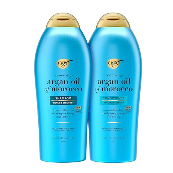 OGX Renewing + Argan Oil of Morocco Shampoo & Conditioner, 25.4 Fl Oz cada (2 unidades)