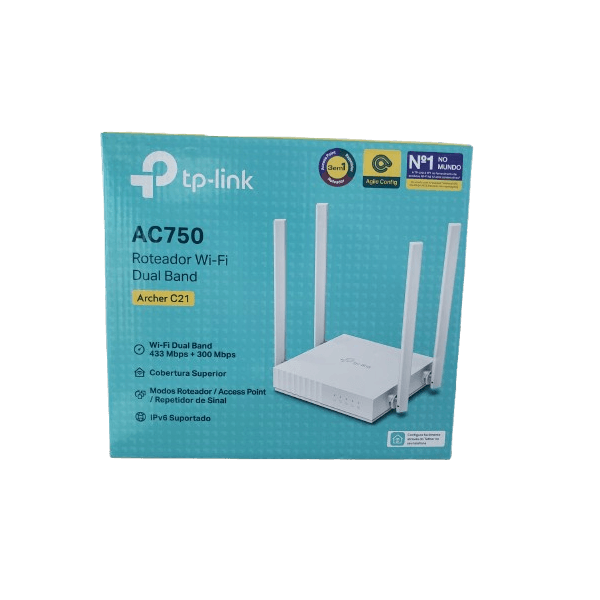 ROTEADOR WIRELESS AC750 C21 DUALBAND 4 ANTENAS TPLINK
