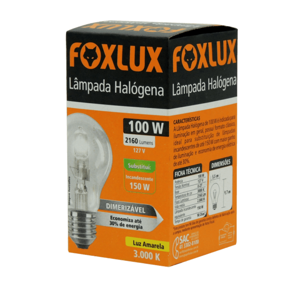 Lâmpada Halogênica Clássica 100W/127V - Foxlux