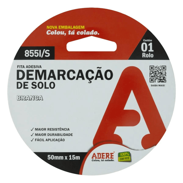 Fita para Demarcaçao Branca 50mmx15m Adesiva - Adere