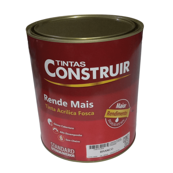 Tinta Acrílica Fosca Branca 3,6L Standard - Construir