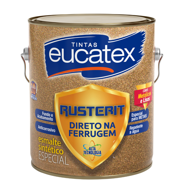 Esmalte Sintético Direto na Ferrugem Brilhante 3 Litros - RUSTERIT - EUCATEX