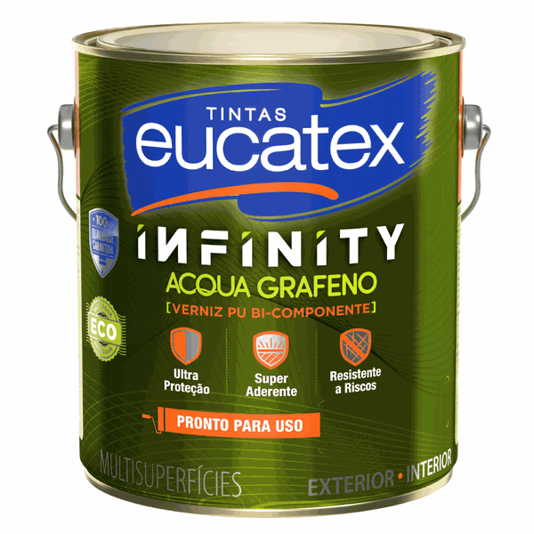 KIT Verniz PU Acetinado Acqua Grafeno 3 Litros parte A+B - INFINITY - EUCATEX