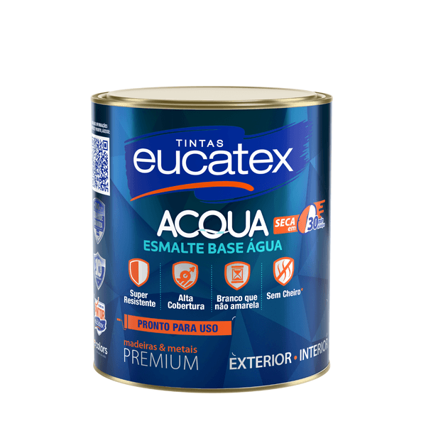 Tinta Esmalte Branco Eucatex ACQUA Base Água Brilhante 0,9L