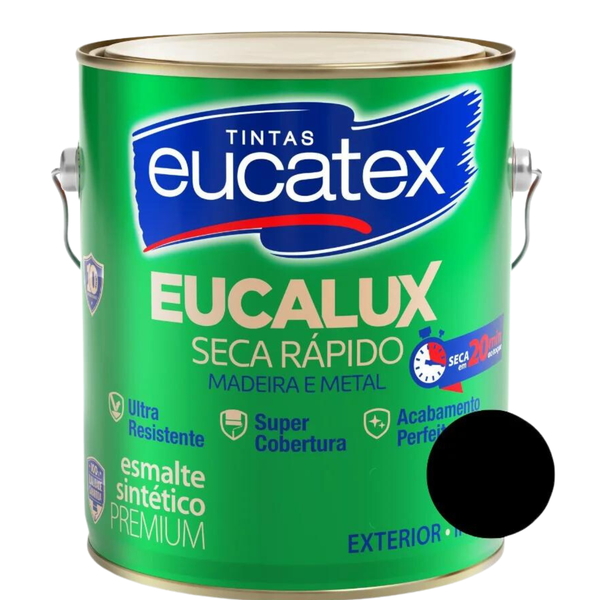 Esmalte Sintético Standard Preto Fosco Eucatex 3,6L