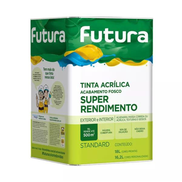 TINTA ACRILICA FOSCA (ESCOLHA A COR) 18 LITROS SUPER RENDIMENTO - FUTURA 