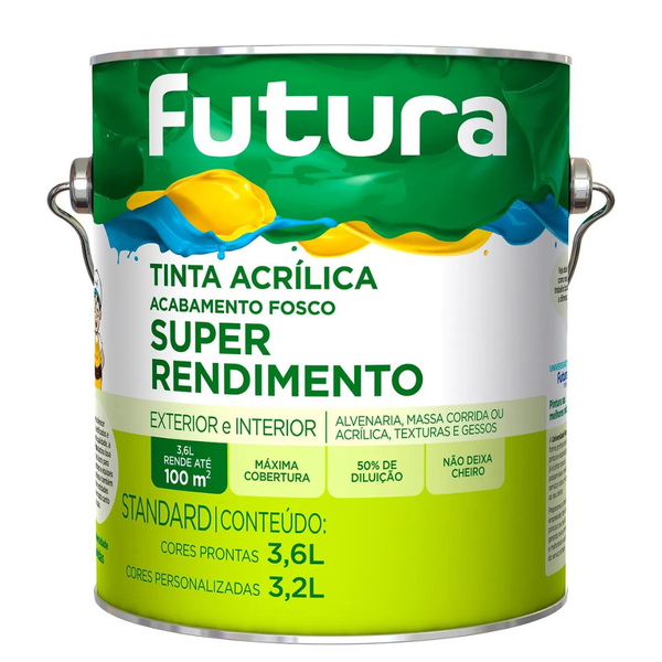 Tinta Acrílica Fosca Standard 3,6 Litros - FUTURA SUPER RENDIMENTO