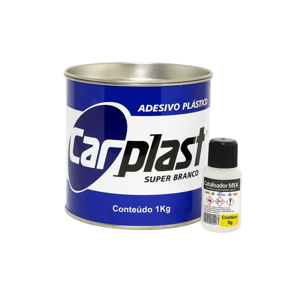Adesivo Plastico Branco 1Kg + Catalisador Carplast - MAXI RUBBER