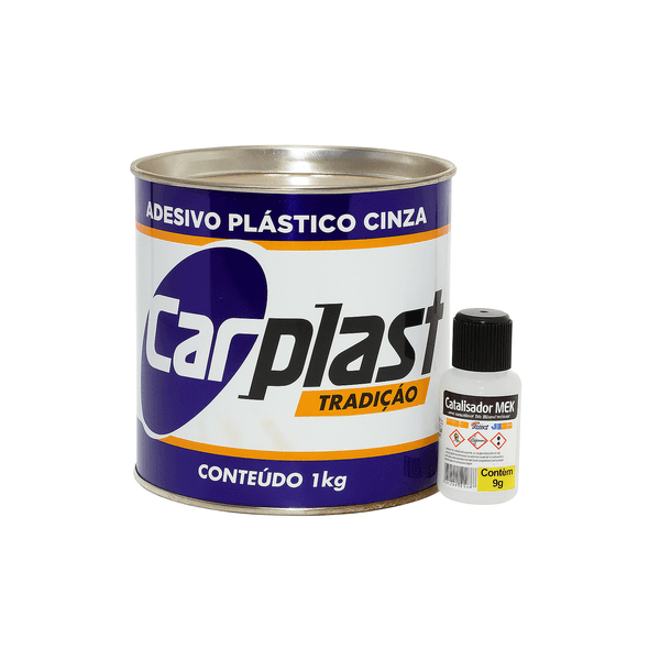 Adesivo Plastico Cinza 1kg + Catalisador Carplast - MAXI RUBBER