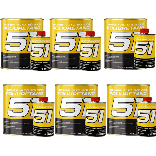 KIT Com 6 Primer PU 51 750ml + Endurecedor 150ml - MAXI RUBBER